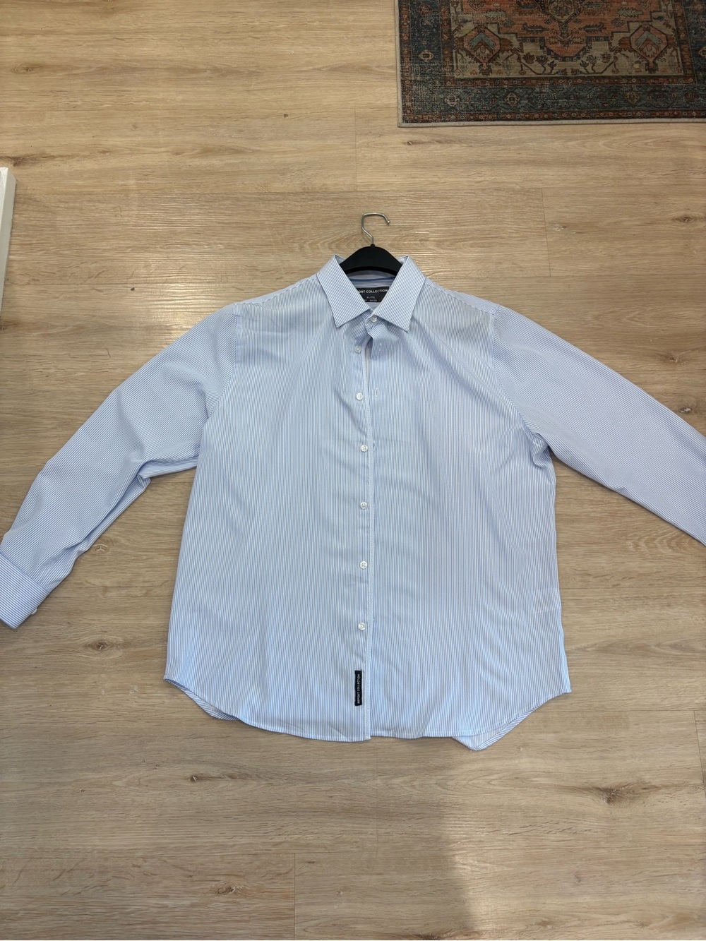 Report Collection Light Blue Men's Dress Shirt - Subtle Stripe